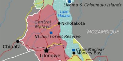 Kart over lake Malawi-afrika