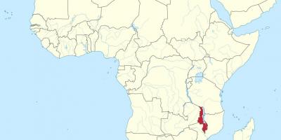 Kart over afrika som viser Malawi