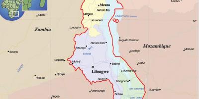 Kart over Malawi politiske